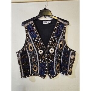 Vintage Chasers Embroidered Black Womens Size 18 Vest
